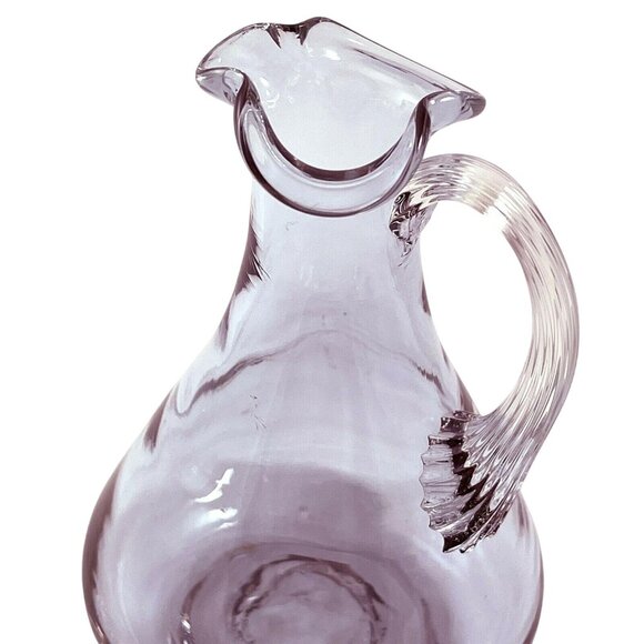 Pilgrim Amethyst Purple Blown Glass Pitcher Cruet Applied Handle Vintage 1970s - Picture 4 of 5